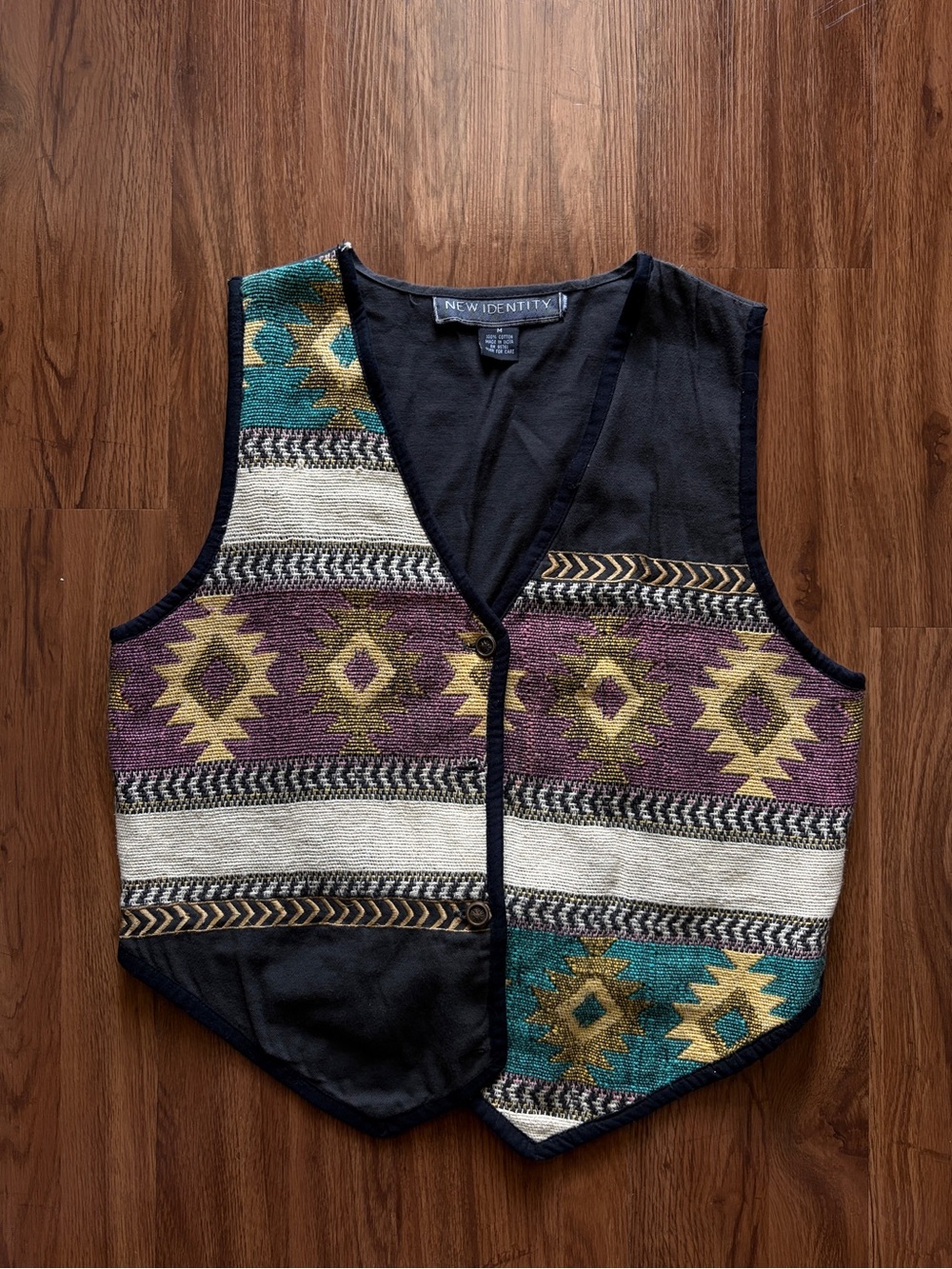 New Identity Women's Aztec Pattern Purple & Teal Vest